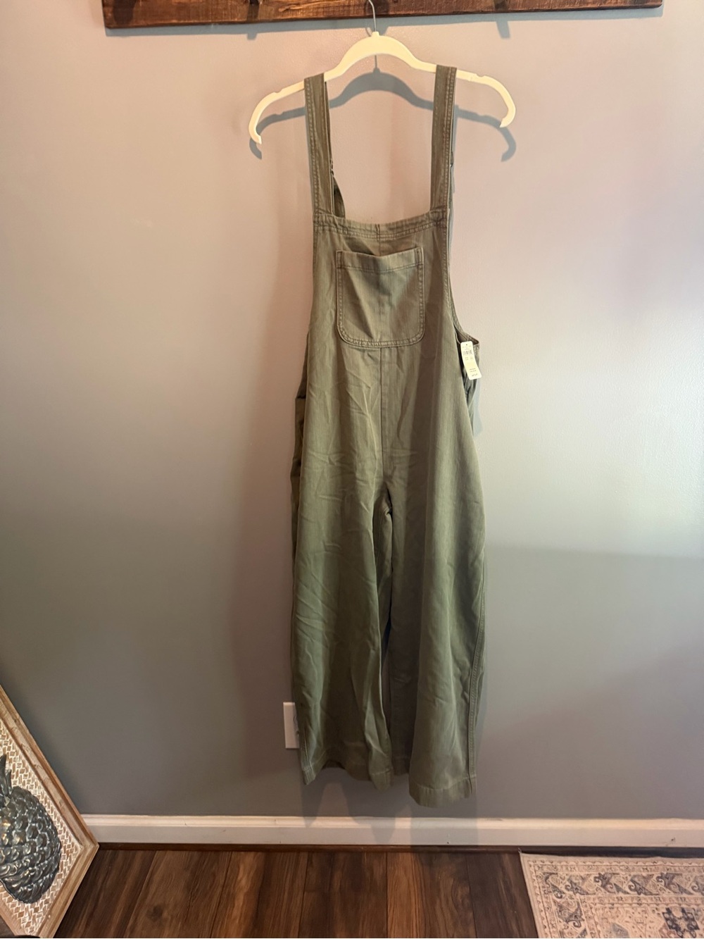 aerie Olive Green Wide-Leg Overalls